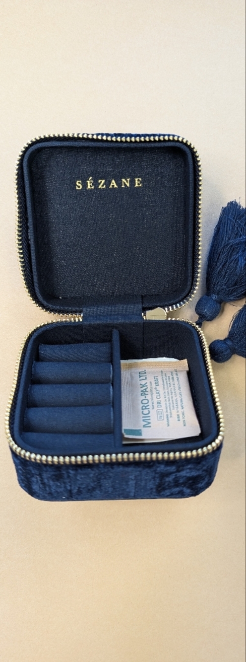 Sezane Navy Travel Jewelry Case with Tassel - Picture 3 of 5